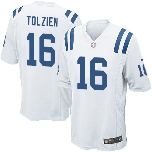 Men's Game Scott Tolzien Nike Jersey White Road - #16 NFL Indianapolis Colts